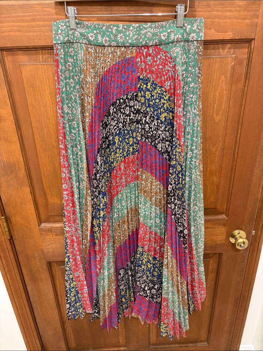 Alice Olivia Floral Multi-Color Pleated Maxi Skirt 10